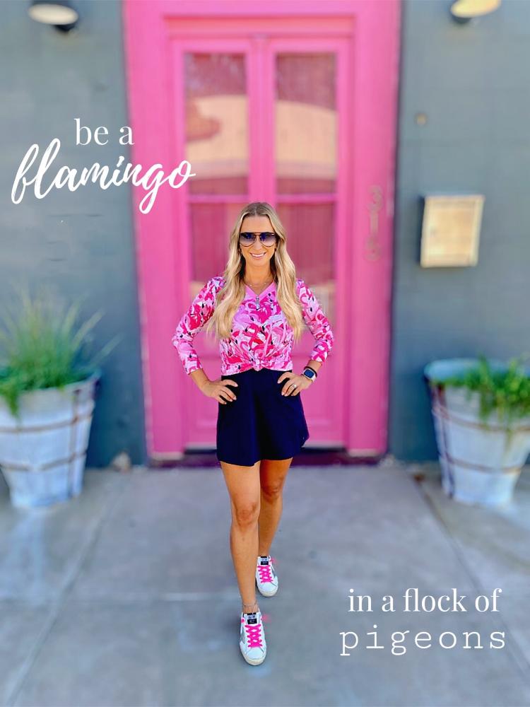 Let’s Flamingle UPF50+ V-Neck