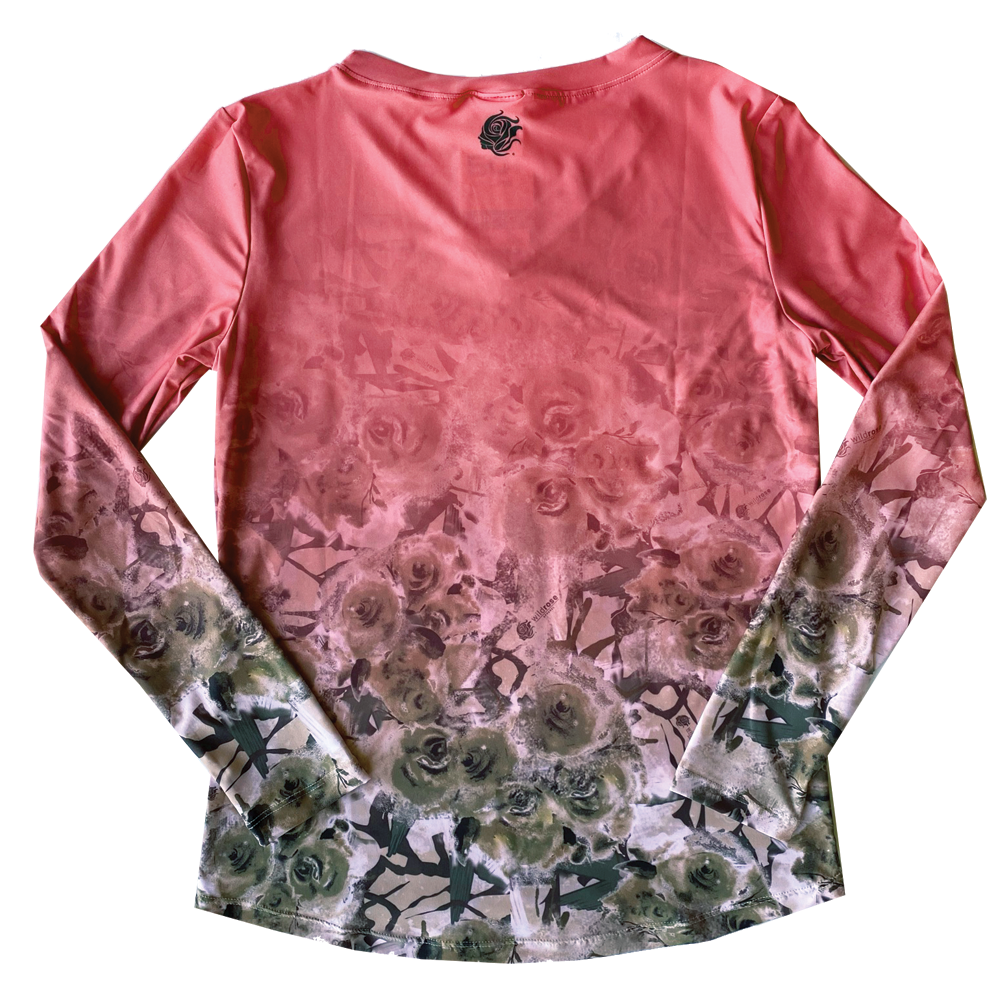 Wild Rose Camo Coral UPF50+ V-Neck