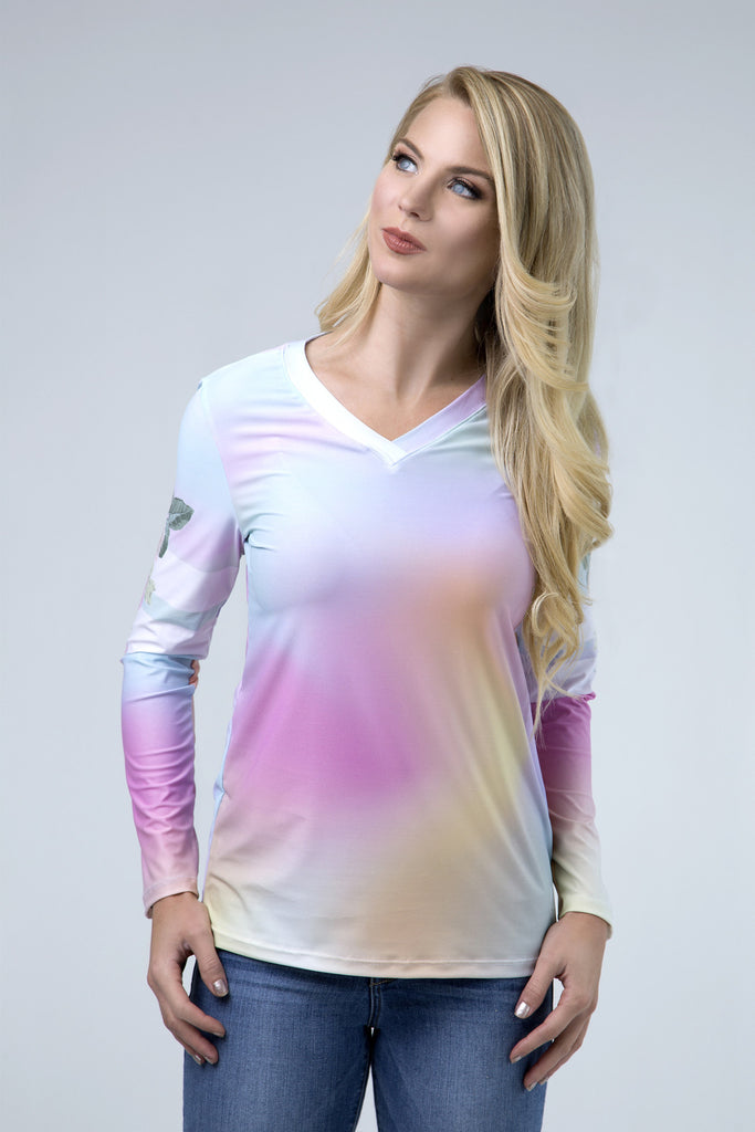 Tie-Dye Unicorn UPF50+ V-Neck