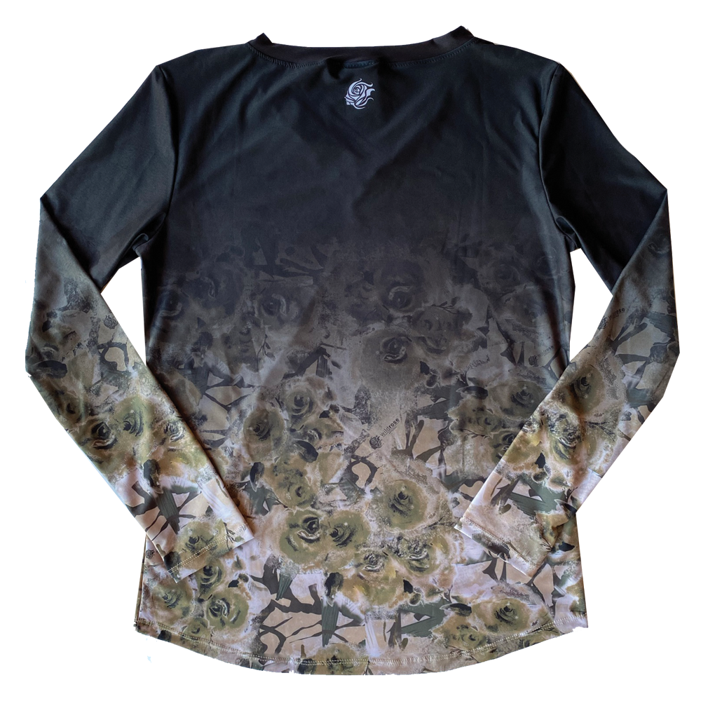 Wild Rose Camo Black UPF50+ V-Neck