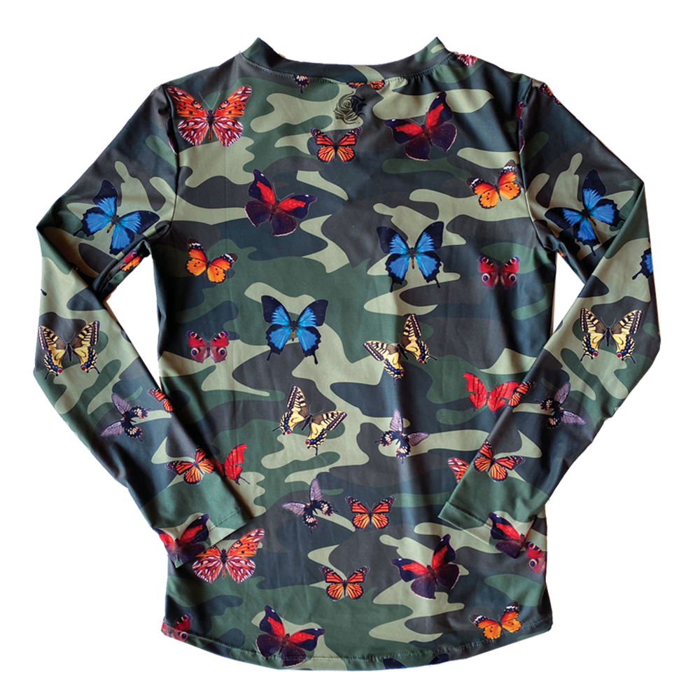 Army Camo Butterfly UPF50+ V-Neck