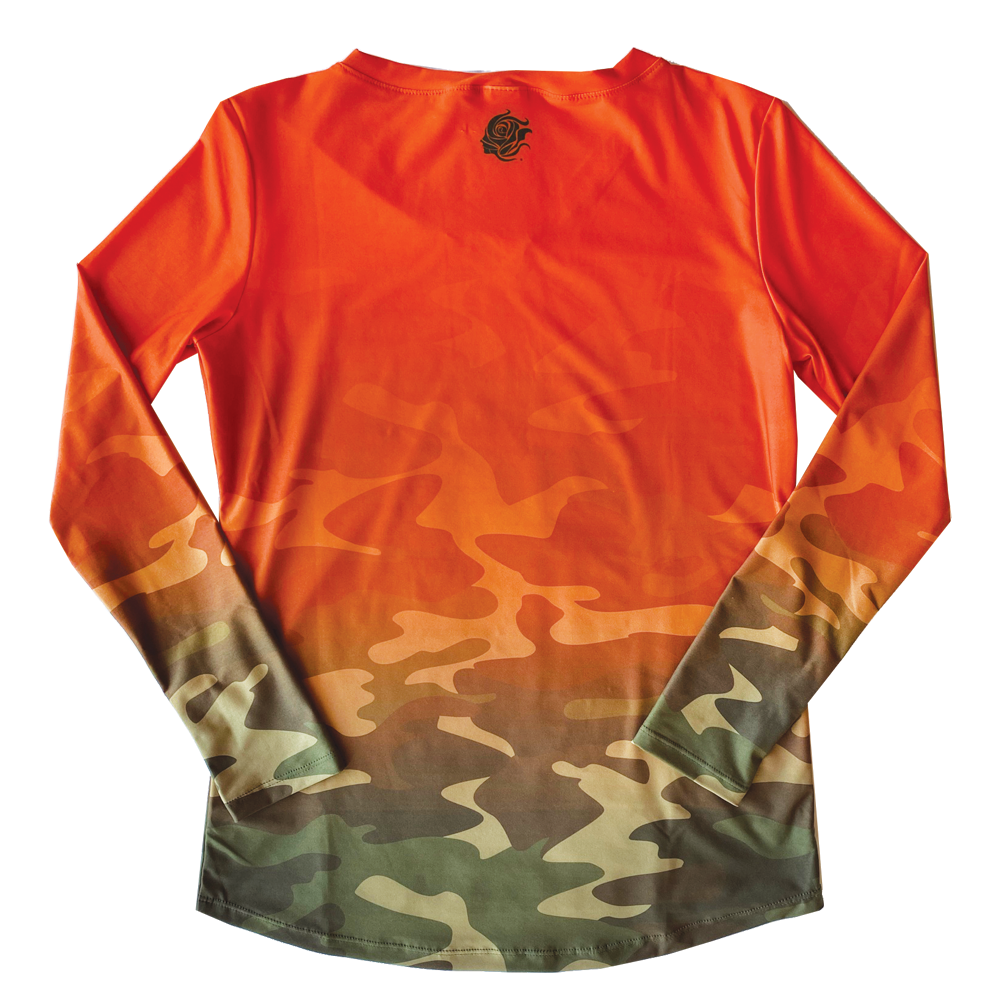 Orange Army Camo UPF50+ V-Neck