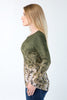 Wild Rose Camo Green UPF50+ V-Neck
